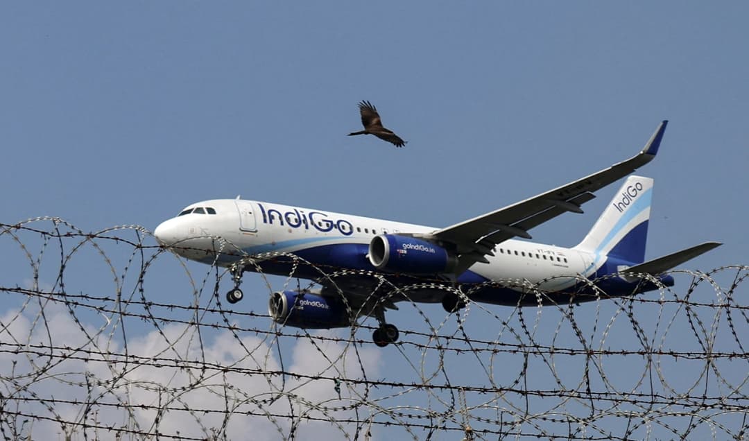 An IndiGo passenger aircraft approaches an airport in a file photograph