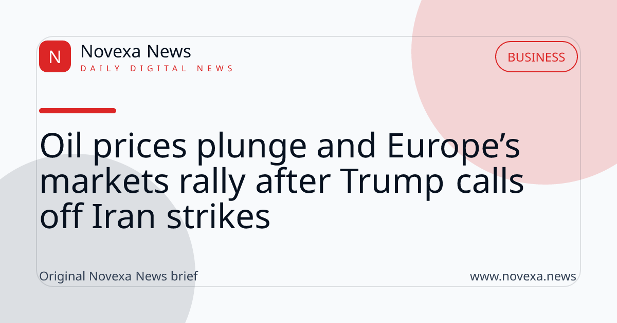 Oil prices plunge and Europe’s markets rally after Trump calls off Iran strikes