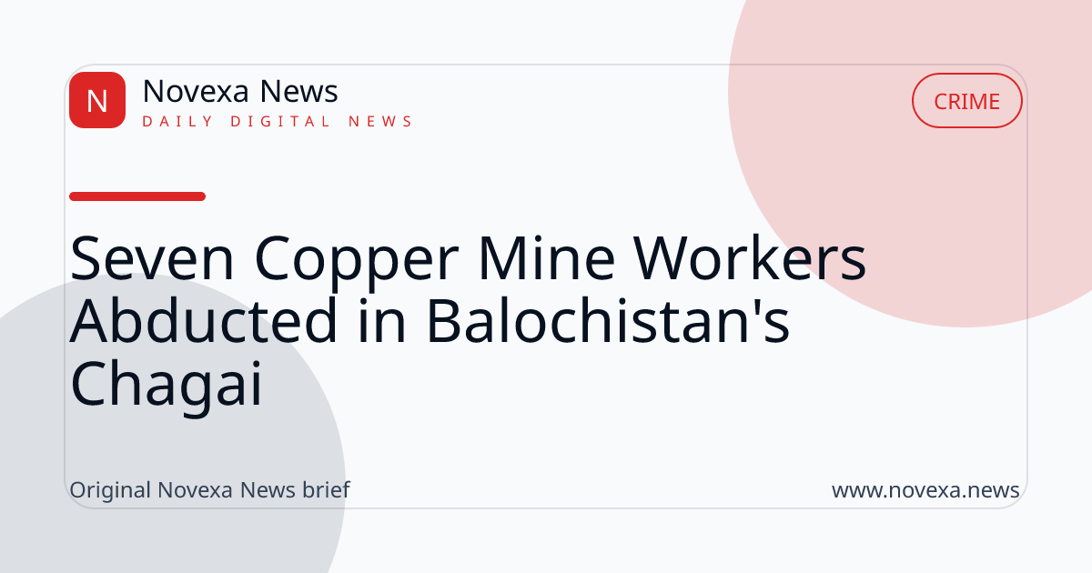 Seven Copper Mine Workers Abducted in Balochistan's Chagai
