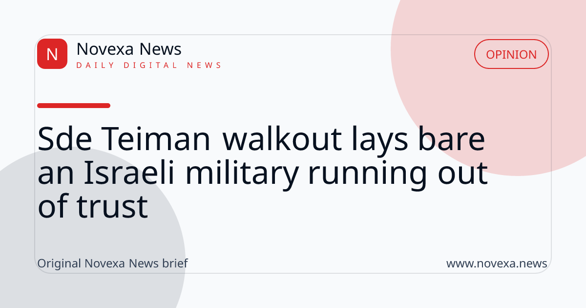 Sde Teiman walkout lays bare an Israeli military running out of trust