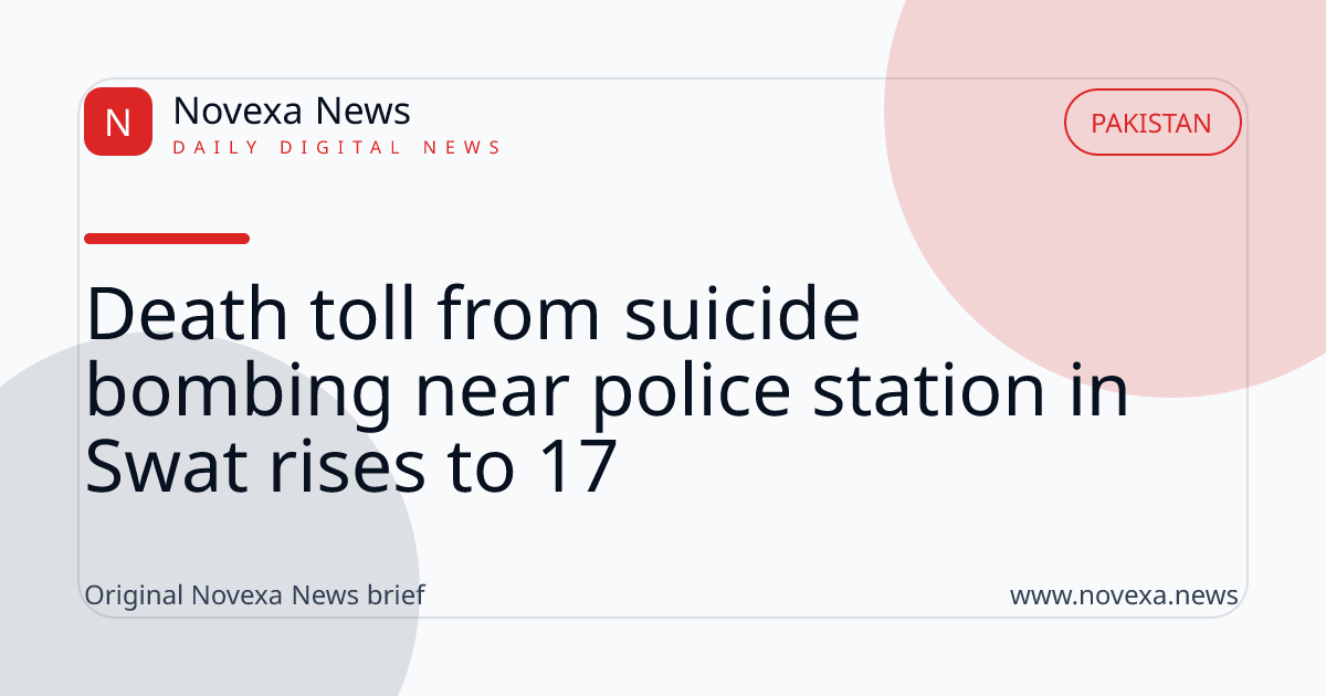 Death toll from suicide bombing near police station in Swat rises to 17
