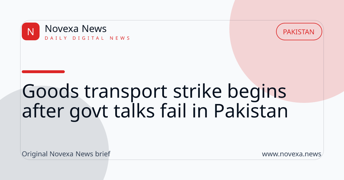 Goods transport vehicles lined up as transporters suspend services during a strike in Pakistan