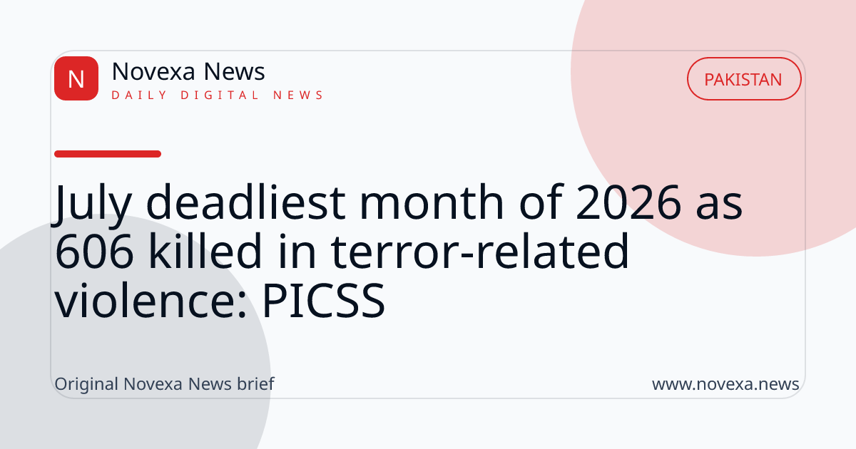 July deadliest month of 2026 as 606 killed in terror-related violence: PICSS
