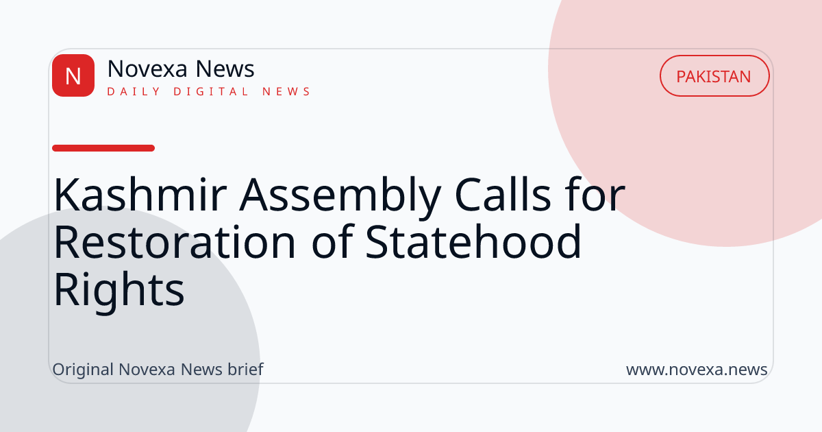 Political leaders emerging from Kashmir Assembly discussing statehood restoration