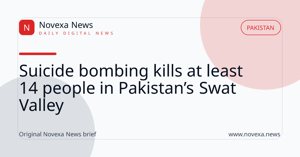 Suicide bombing kills at least 14 people in Pakistan’s Swat Valley