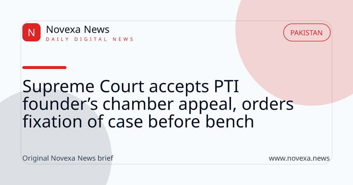 Supreme Court accepts PTI founder’s chamber appeal, orders fixation of case before bench