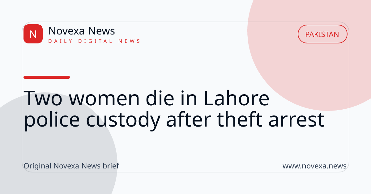 Police vehicle near a Lahore police station following the deaths of two women in custody