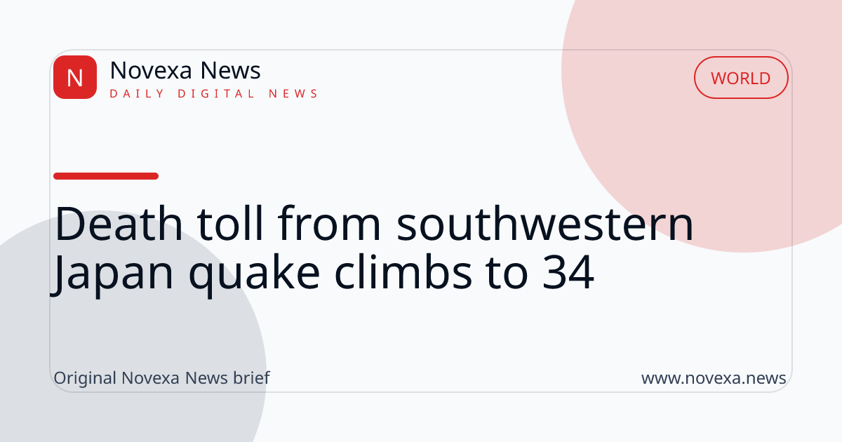 Death toll from southwestern Japan quake climbs to 34
