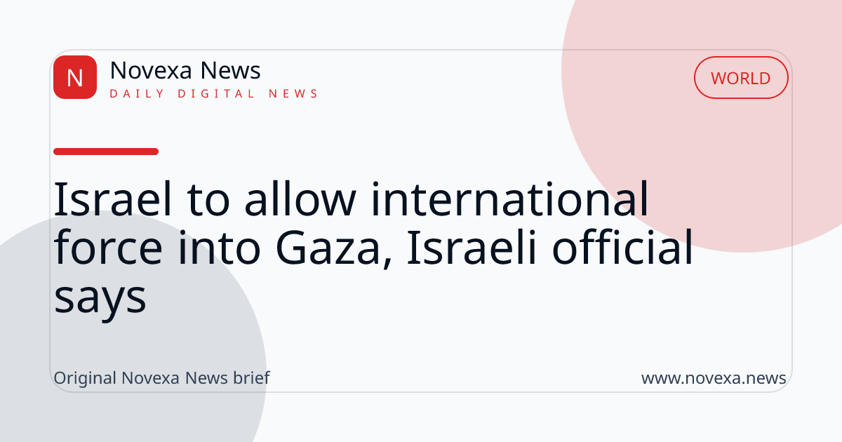 Israel to allow international force into Gaza, Israeli official says