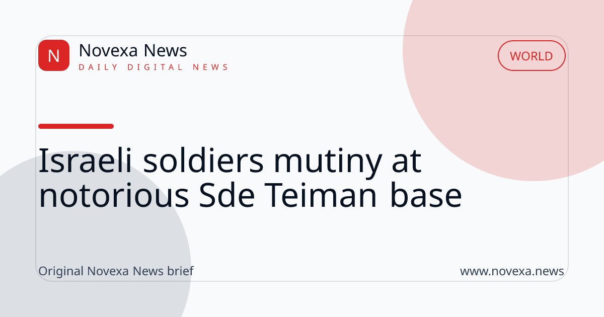 Israeli soldiers mutiny at notorious Sde Teiman base