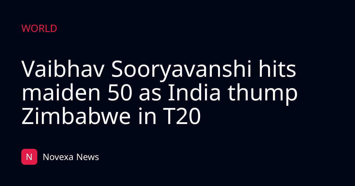 Vaibhav Sooryavanshi hits maiden 50 as India thump Zimbabwe in T20